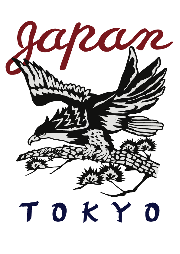 Japan 鷹 鷲 のイラスト スカジャン風 Photom
