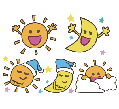 太陽とお月さんのイラスト 全5パターン Photom