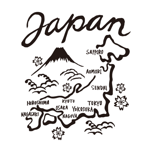 スカジャン(日本地図)モノクロ