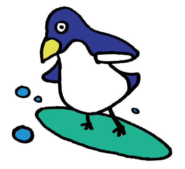 ペンギンがサーフィンしているイラスト ペンギん Photom