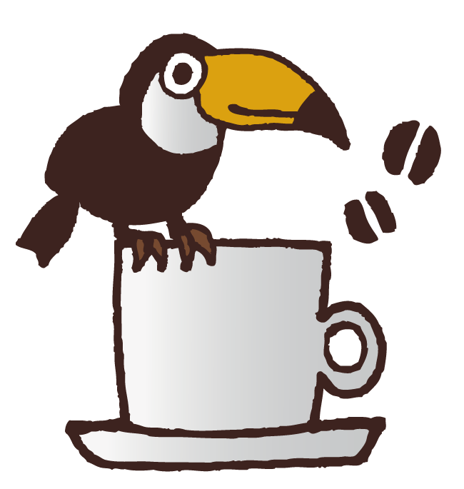 南国の鳥とコーヒーの無料イラスト Photom
